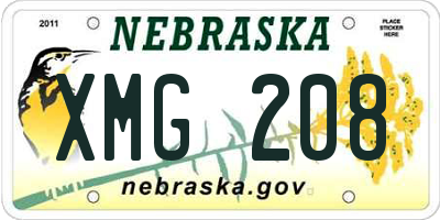 NE license plate XMG208