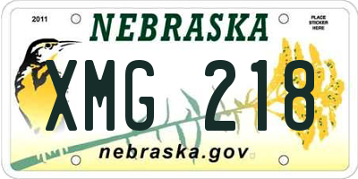 NE license plate XMG218