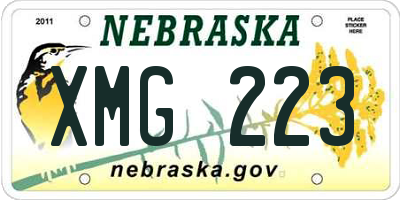 NE license plate XMG223