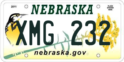 NE license plate XMG232