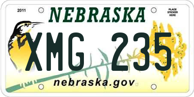 NE license plate XMG235