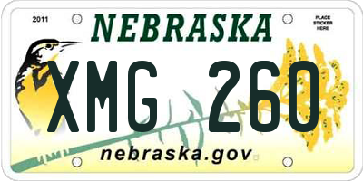NE license plate XMG260