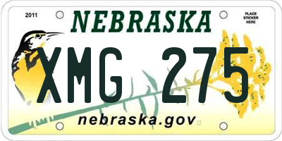 NE license plate XMG275