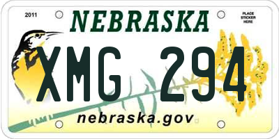 NE license plate XMG294