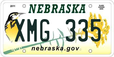 NE license plate XMG335