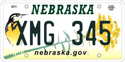 NE license plate XMG345