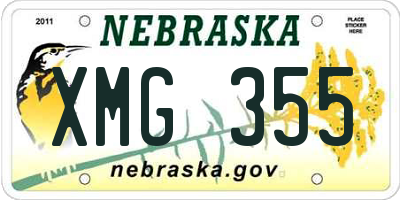 NE license plate XMG355
