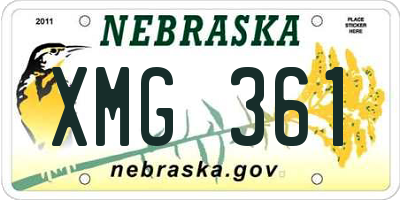NE license plate XMG361