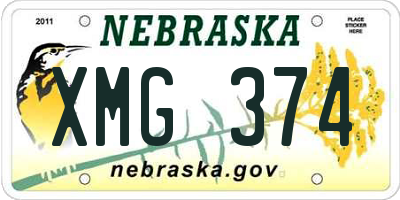 NE license plate XMG374