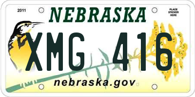 NE license plate XMG416