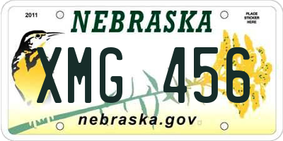 NE license plate XMG456