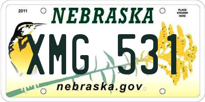 NE license plate XMG531