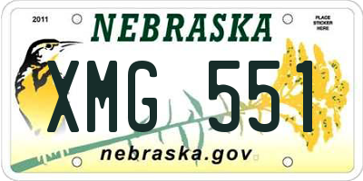 NE license plate XMG551