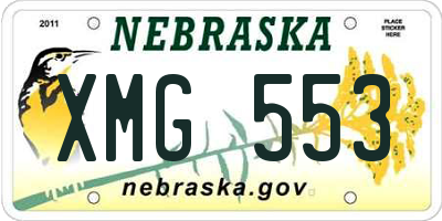 NE license plate XMG553