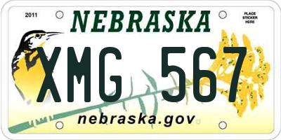 NE license plate XMG567