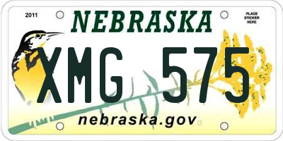 NE license plate XMG575