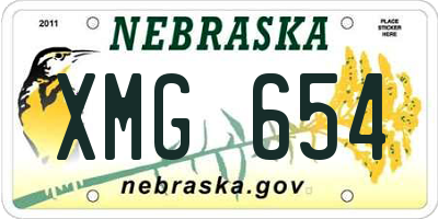 NE license plate XMG654