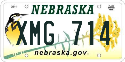 NE license plate XMG714