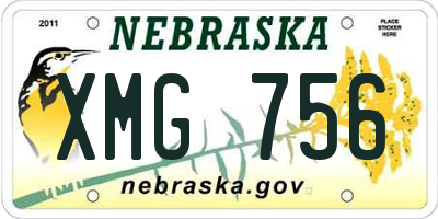NE license plate XMG756