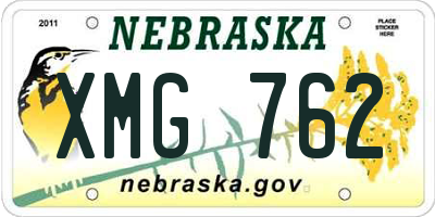 NE license plate XMG762