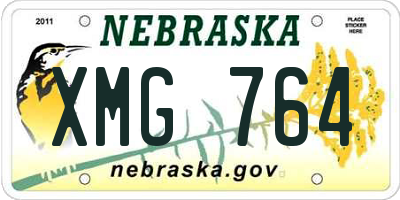 NE license plate XMG764