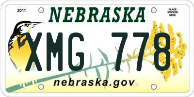NE license plate XMG778