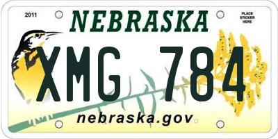 NE license plate XMG784
