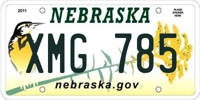 NE license plate XMG785