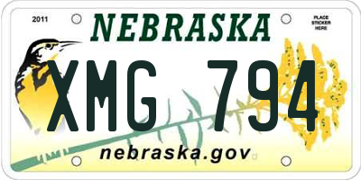 NE license plate XMG794