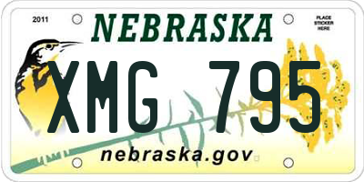 NE license plate XMG795