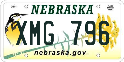 NE license plate XMG796