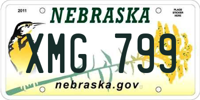 NE license plate XMG799
