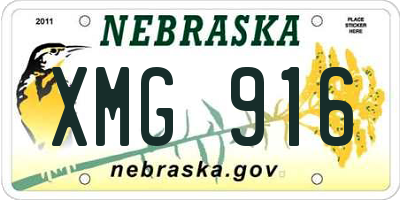 NE license plate XMG916