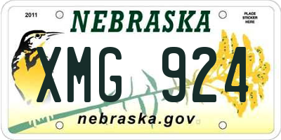 NE license plate XMG924