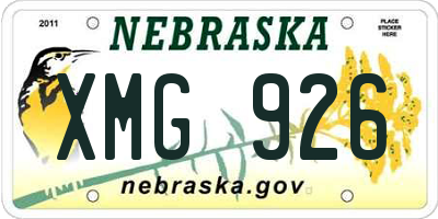 NE license plate XMG926