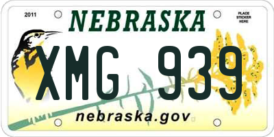 NE license plate XMG939