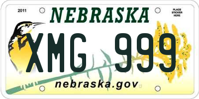 NE license plate XMG999