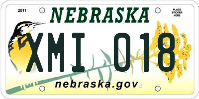 NE license plate XMI018