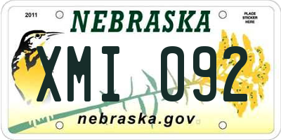NE license plate XMI092