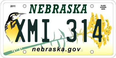 NE license plate XMI314