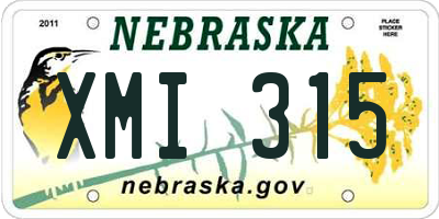 NE license plate XMI315