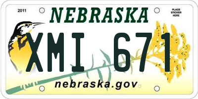 NE license plate XMI671