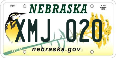 NE license plate XMJ020