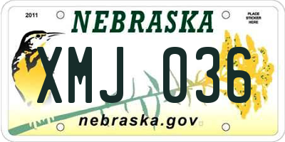 NE license plate XMJ036