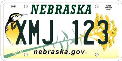 NE license plate XMJ123
