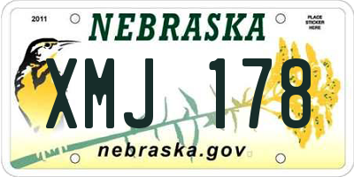 NE license plate XMJ178