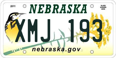 NE license plate XMJ193