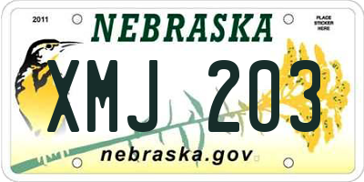NE license plate XMJ203