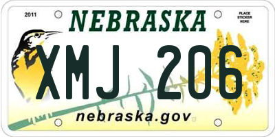 NE license plate XMJ206
