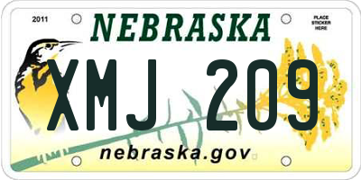 NE license plate XMJ209